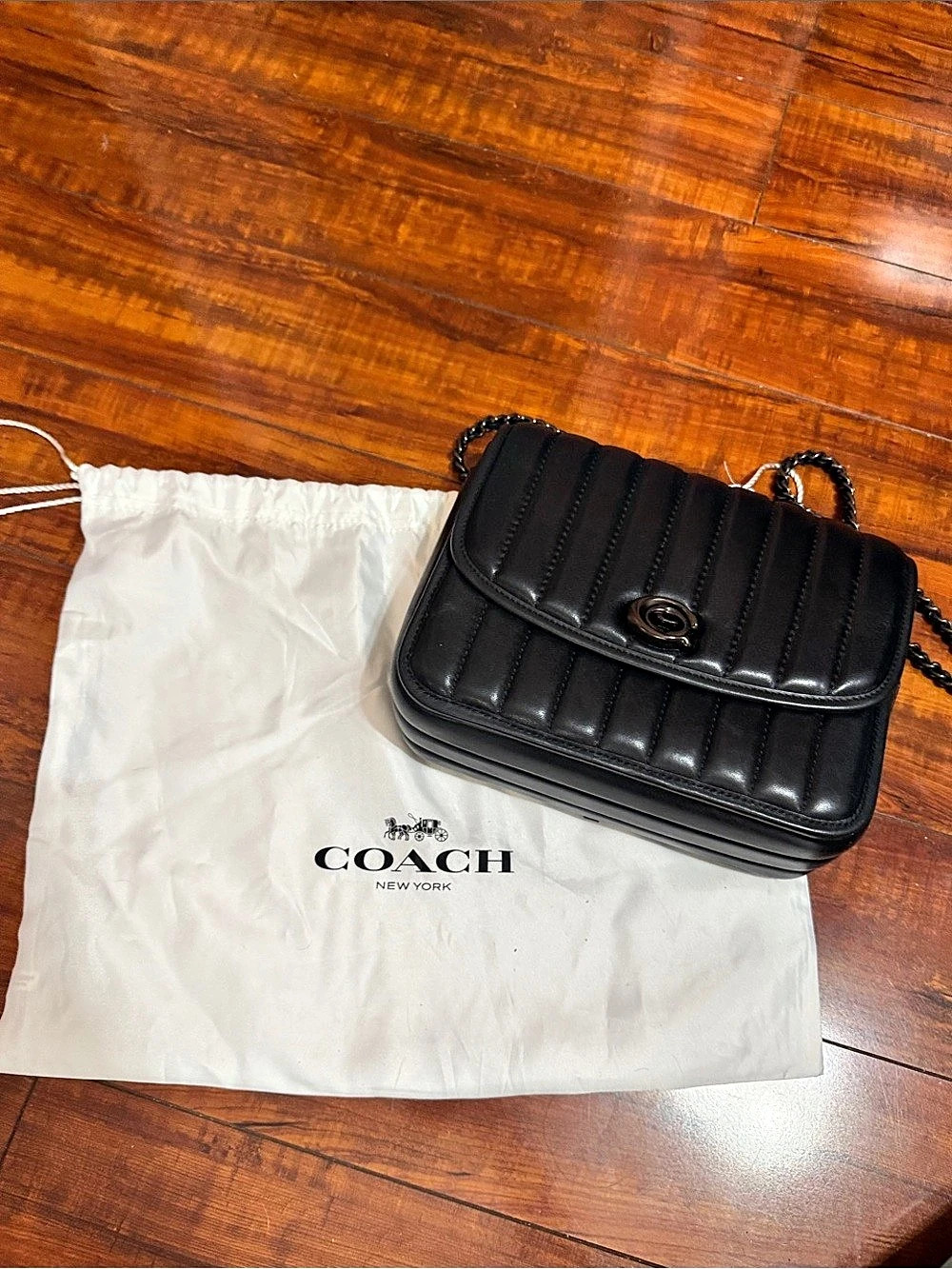 Coach Tabby Shoulder Bag Quilted Chain in Black